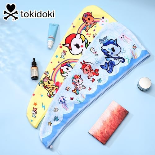 tokidoki Microfiber Hair Towel, Unicorno Hair Wrap,2 Pack Hair Dryer Towels - Image 6