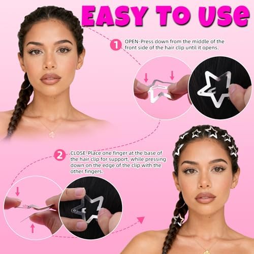 35 PCS Silver Star Hair Clips Barrettes, 1.18&1.57 Inch Snap Y2K Hair Clips - Image 5