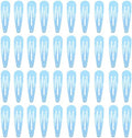 40 Counts Blue Color Metal Snap Hair Clips 2 Inch Barrettes for Women Accessories by PIDOUDOU