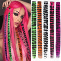 Ms Aloe 5 Pcs Leopard Print Clip in Hair Extensions 18inch Synthetic Straight Clip in Hair Extensions Stripe Printed Hairpiece Colorful Colored Hair Accessories for Women (5 Colors) by MsAloe