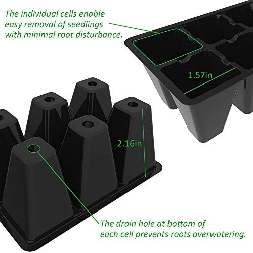 Gardzen 120 Pack 6 Cell Seed Starter Trays with Drainage Holes Black - Image 2