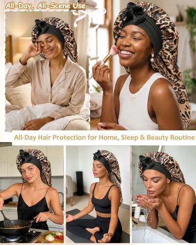 AWAYTR Long Satin Bonnet for Braids - Double Layer Hair Bonnet for Sleeping - Image 5