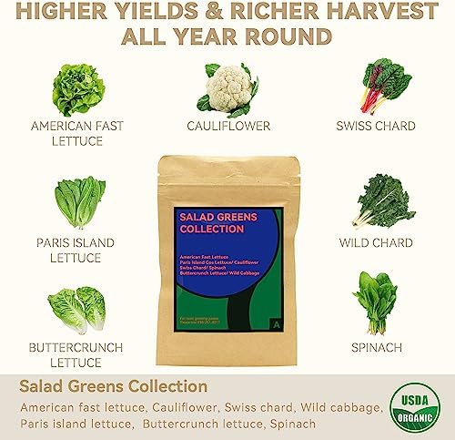 inbloom Salad Green Seed Pod Kit for AeroGarden, Ahopegarden, GARDENCUBE, MUFGA, 7 Pods (350+ Seeds with American Fast/Paris Island/Buttercrunch Lettuce, Swiss Chard, Spinach, Cauliflower, Cabbage) - Image 2