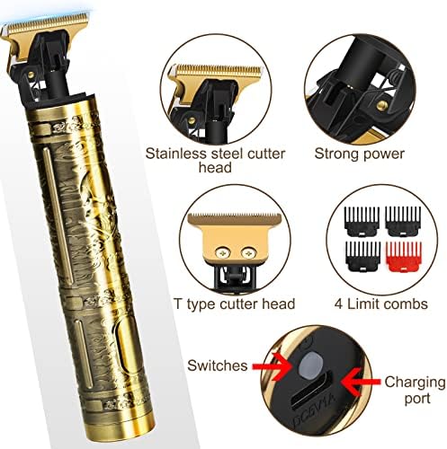 YOGINGO Professional Hair Trimmer for Men, Cordless Rechargeable Beard Trimmer Hair Clippers for Men, Metal Body Cutting Grooming Kit, Beard Shaver Barbershop, Bronze - Image 2