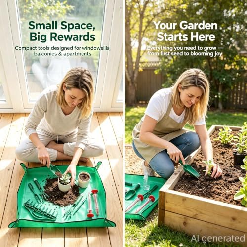 Bonsai Tools Kit 10Pcs Indoor & Outdoor Gardening Tool Potting Mat - Image 4