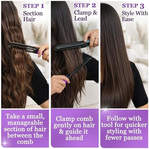 HerStyler Hair Straightening Comb for Flat Iron - Easy Styling & Parting - Image 2