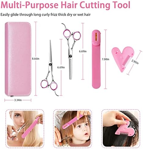 Hair Cutting Kit for DIY Hair Cutting at Home, Hair Scissors, Split Ends Trimmer, Bangs Clips, Professional Hair Cutting Tools for Women, Kids - Image 7