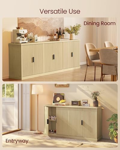 VASAGLE Contemporary Buffet Cabinet with Adjustable Shelves, Fluted Doors - Image 6