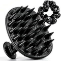 Scalp Massager Shampoo Brush Scrubber with Satin Scrunchie by Azosowo
