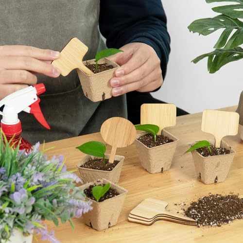 OBTANIM 75 Pack Bamboo Round Plant Labels with A Marker Pen, Garden Markers Sign Plant Tags for Seedling Potted Herbs Flowers Vegetables - Image 3