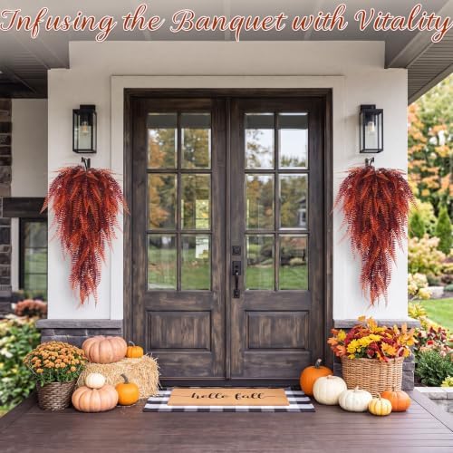 Daifunli 8 Pcs Artificial Fall Hanging Plants Fake Hanging Ferns Plastic Autumn Faux Plants for Wall Room Garden Garland Indoor Outdoor Decor No Basket - Image 4