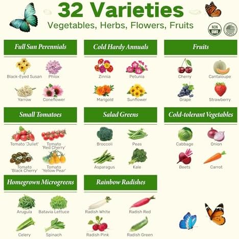 USDA Zone 4 Seed Bank, 32 Varieties Non-GMO Heirloom Vegetable Herb Seeds - Image 3