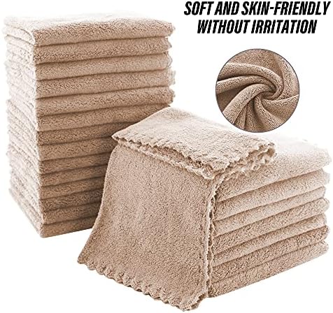 MOONQUEEN Ultra Soft Premium Washcloths Set - 12 x 12 inches - 72 Pack - Quick Drying - Highly Absorbent Coral Velvet Bathroom Wash Clothes (Brown) - Image 4