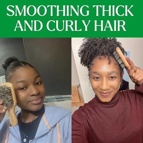 GranNaturals Hard Bristle Slick Back Hair Brush for Men & Women with Thick Curly Hair - Stiff Nylon Small Hairbrush for Smoothing, Waves, Beard, Fades, Locs, Dreads - Image 2