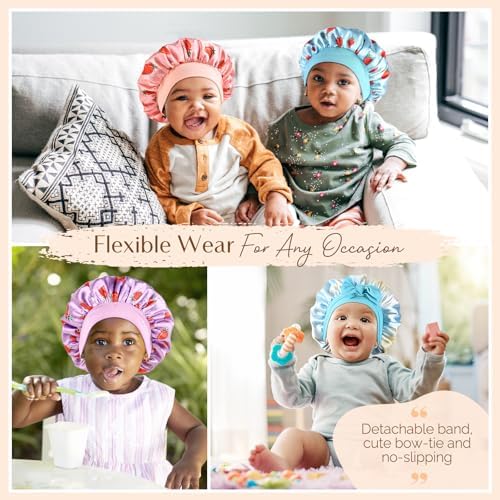YANIBEST 2 Pcs Baby Satin Bonnet for Sleeping, Toddler, Kids - Image 5