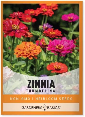 Gardeners Basics Zinnia Seeds for Planting Outdoors Flowers (Thumbelina) - Flower Seed Packet Annual Heirloom, Non-GMO Variety, 800mg Seeds Great for Summer Seeds for Flower Gardens by GardenersBasics