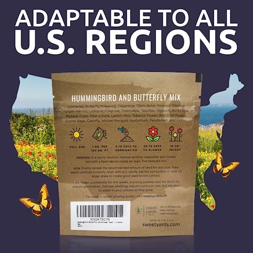 Wildflower Seeds Butterfly and Humming Bird Mix - Large 1 Ounce Packet 7,500+ Seeds - 23 Open Pollinated Annual and Perennial Species (Pack of 3) - Image 7