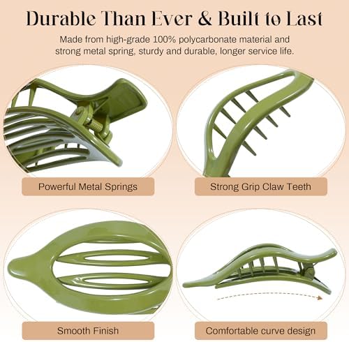 AWAYTR 6Pcs French Flat Hair Clips, Lay Flat Claw Clip for Women - Image 5