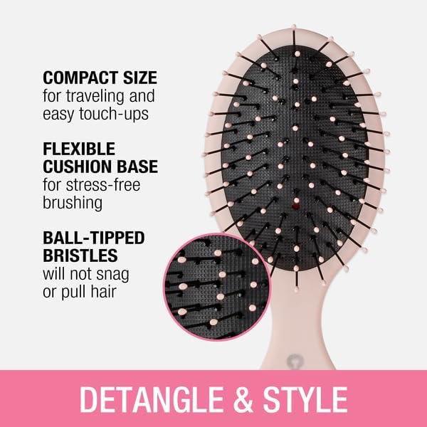 Conair Detangling Mini Hair Brush Set, Detangler Brushes, Wet or Dry, Detangler for All Hair Types, Brushes for Women, Matte Pink, Green, Black, 3 Count Travel Size (Pack of 8) - Image 3