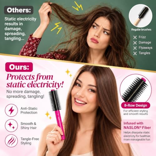 Anti Static Hairbrush [ Made in Japan ] Hair Brush for Styling, Detangling, and Blow-Drying [ Anti Static Hair Products ] (Round Brush) - Image 3