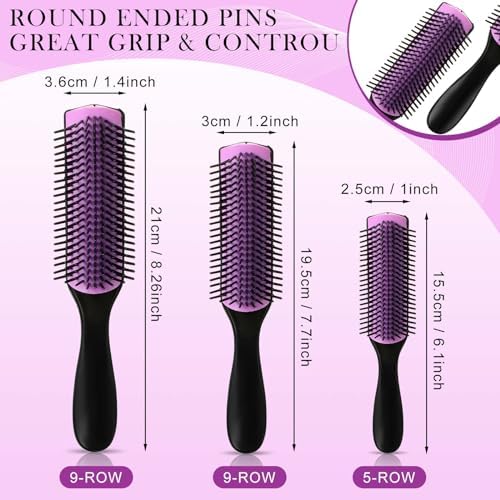 Patelai 3 Sizes Nylon Cushion Hair Brush 9-Row 5-Row, Black Purple - Image 2