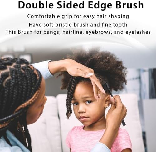Hair Brush Set, Hair Brushes for Women Men kid Wet Dry All Hair Detangling Parting Styling, Brush Set with Detangler Brush, Edge Brush, Teasing brush, Rat Tail Comb (Black) - Image 5