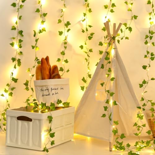 9.8Ft x 6.5Ft 200LED Vines Fairy Lights with Remote,Artificial Plant Fake Ivy Curtain String Light For Home Bedroom Living Room wall Wedding Christmas Party Office Coffee Farmhouse Dorm outdoor Decor - Image 2