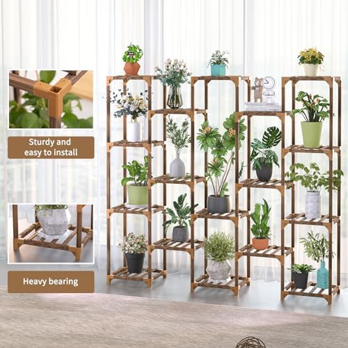 Plant Stand Indoor Outdoor, 17 Tiered Plant Shelf Wood Plant Rack - Image 2