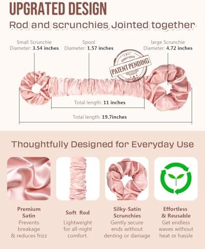 BONNET QUEEN Large Satin Heatless Hair Curler for Long Thick Hair, Heatless Curls Overnight, Hair Curlers to Sleep In, Damage-Free Waves for Women with Built-in Scrunchie, Cream Pink - Image 5