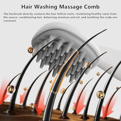 Scalp Massager with Long Handle Hair Growth, Soft Silicone Scalp Scrubber Shampoo Brush for Exfoliation, Dandruff Removal & Head Massage Stress Relax, Wet & Dry Use for Thick, Thin Hair Care - Image 4