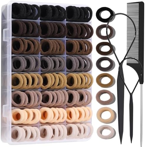 YGDZ Baby Hair Ties, 280 PCS Hair Accessories for Girls, Toddler, Kids, Cotton Elastics Hair Bands with Organizer Box, Seamless Small Ponytail Holders, Neutral Colors by YGDZ