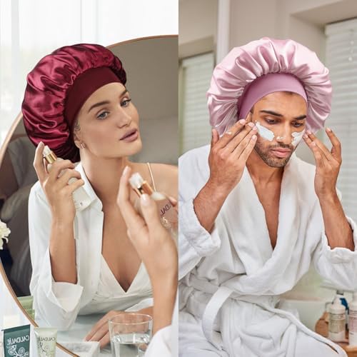 Satin Silk Bonnet for Hair, Double Layer Sleep Cap for Men & Women - Image 6