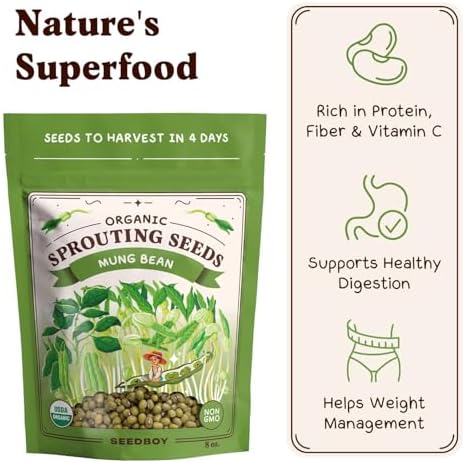 Seedboy Organic Non-GMO Sprouting Seeds (Mung Bean) - Image 4