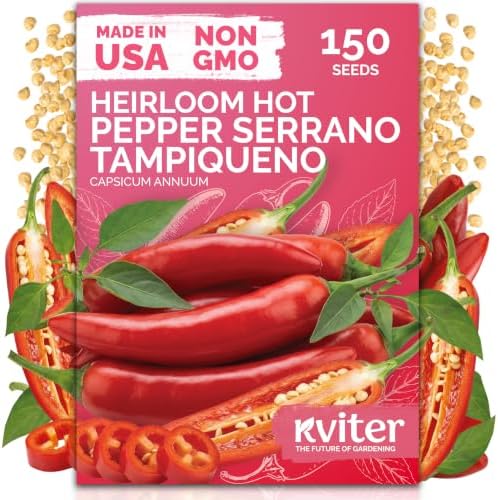 150 Serrano Tampiqueno Hot Pepper Heirloom Vegetable Seeds, Capsicum Annuum by KVITER