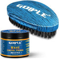 Curved 360 Wave Brush For Black Men Medium Hard Palm Brush for Laying Down Waves Made with Natural Boar Bristle and Wood Easy to Hold | Wave Pomade Strong Hold for Creating 360 Layer Hair Waves by Goiple