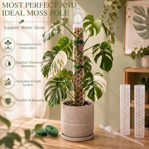 Plastic Moss Pole for Monstera and Climbing Plants (4 PACK-24Inch-Dripper) - Image 4