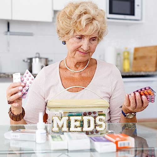 Geetery Meds Travel Bag Beige, Meds Chenille Letter Clear - Image 6