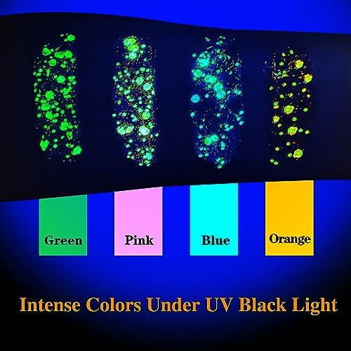 MEICOLY Neon Blue Body Glitter Gel,UV Blacklight Chunky Face Glitter Gel,Glow in The Dark Hair Glitter Paint for Concert Music Festival Rave Accessories,Halloween Glitter Makeup for Women - Image 3