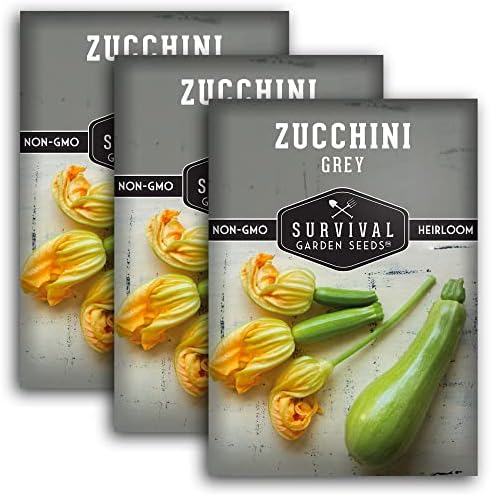 Grey Zucchini Seeds for Planting - 3 Packs by SurvivalGardenSeeds