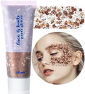 MEICOLY Brown Body Glitter,Deer Maroon Face Glitter Gel,Holographic Mermaid Sequins Halloween Glitter Face Paint,Self-Adhesive Chunky Glitter for Face Body Hair,Glitter Makeup for Women and Kids by MEICOLY