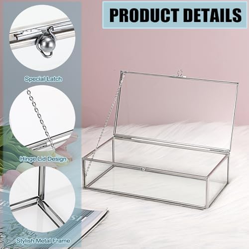 Hipiwe Glass Keepsake Display Box Large Clear Jewelry Lidded Boxes with Lid - Image 4