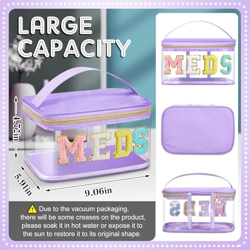 Geetery Meds Travel Bag Purple, Meds Chenille Letter Clear - Image 2