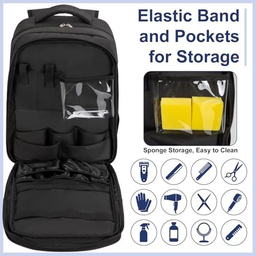 GDNasist Barber Supplies Bag,Portable Barber Backpack with Insulated Pocket - Image 3