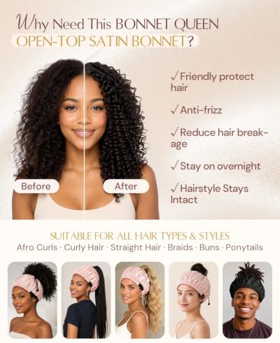 BONNET QUEEN Adjustable Double Layer Silk Like Satin Sleep Bonnet for Women with Scrunchie - Image 4