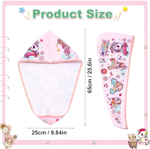 tokidoki Microfiber Hair Towel, Unicorno Hair Wrap,2 Pack Hair Dryer Towels - Image 2