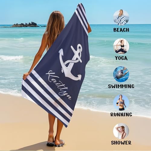 JML Personalized Beach Towel with Name, Custom Anchor Beach Towel, Customized Microfiber Pool Towel, Quick Dry & Absorbent Swim Towel for Adult,Anniversary, Birthday, Summer Holiday,Vacation - Image 6