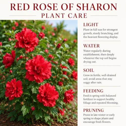 Red Althea Live Plants (Rose of Sharon), 8-12" Tall Quart Pot Flowering Trees, Hibiscus Shrubs for Outdoor Planting, Landscaping & Garden Bed - Image 6