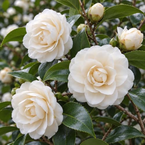 Sea Foam Camellia Shrub - 16-22" Tall Live Plant - 3 Gallon Pot - Image 6