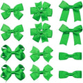 Green Hair Bow Alligator Clips for Girls,12pc 3in Handmade Grosgrain Ribbon Dress Bows St Patrick's Day Easter Mardi Gras Xmas Party Dress Decor Accessory for Women by KCHIES-AccessoryCollection
