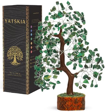 YATSKIA Green Aventurine Tree of Life Crystal Bonsai, Unique Gifts for Women, Mom & Wife, Handmade Gemstone Tree, Boho Room, Shelf & Office Desk Decor, Birthday Gifts by YATSKIA